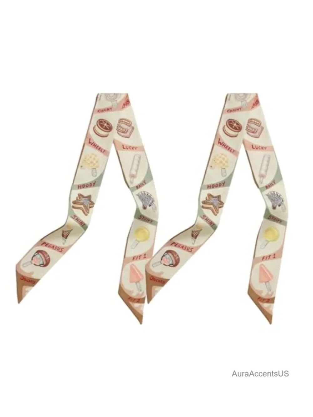 Mulberry Silk Scarf 2 Pack, Hair Ribbon Scarf for Bags & Wrist